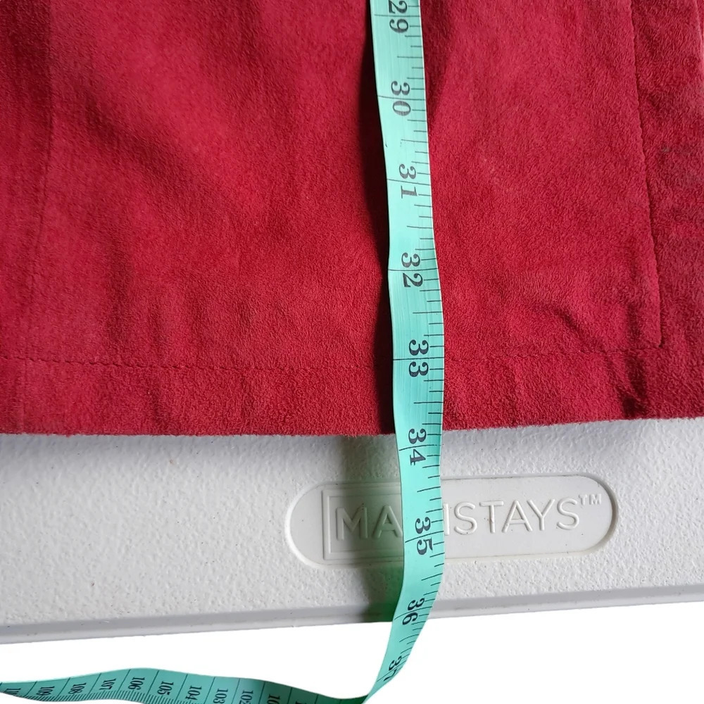 VTG 100% Genuine Natural Suede Leather Long Maxi Skirt Button Wrap Red Vintage - Picture 5 of 9